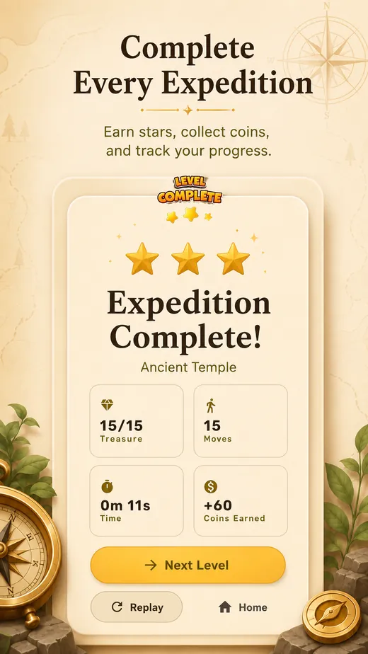 CompassQuestX expedition complete screen